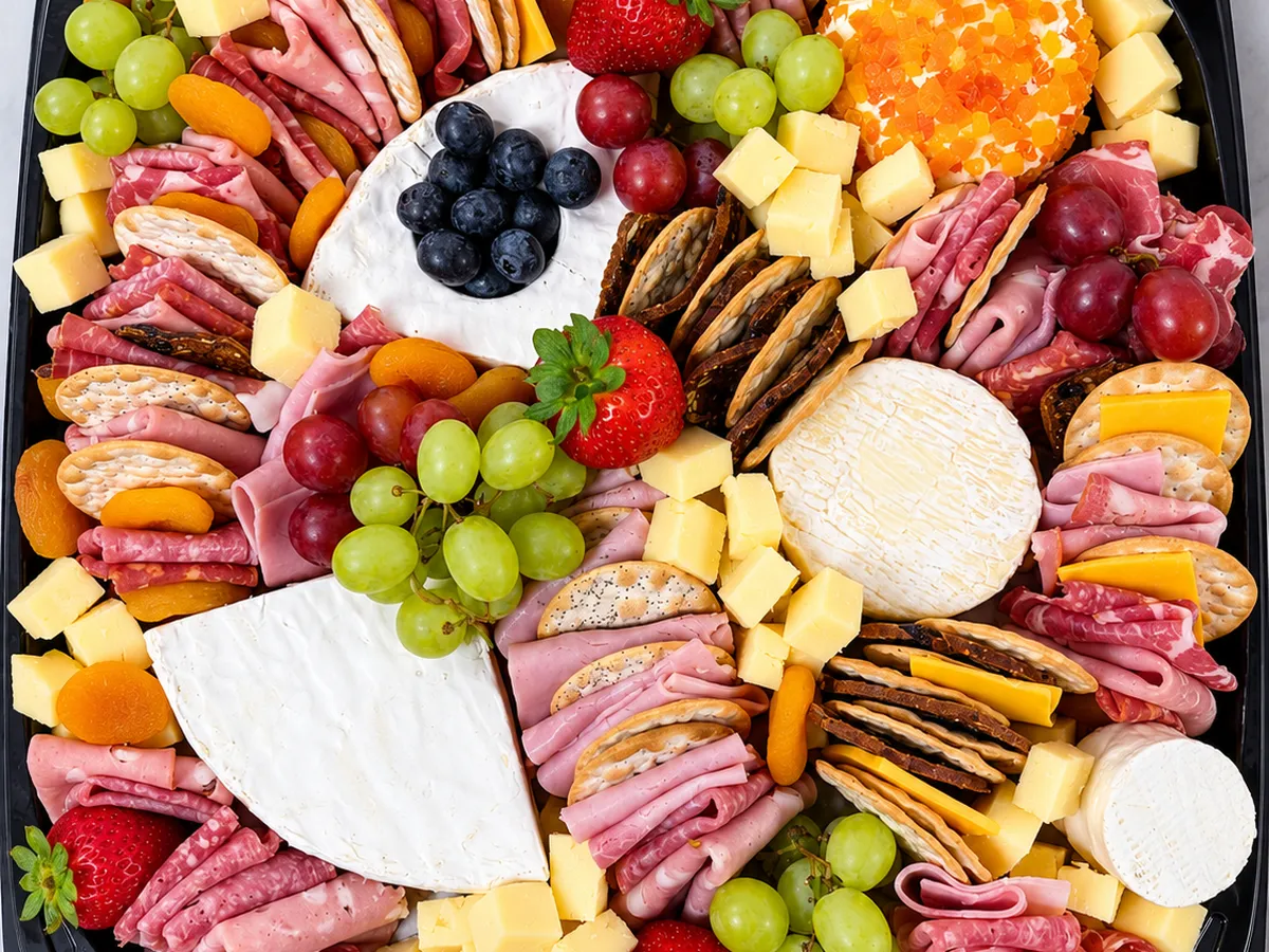 A Piknik charcuterie and cheese board with fruit